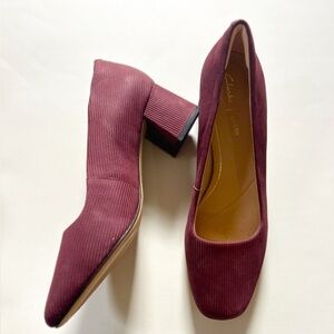 Clarks | Sheer Rose Womens burgundy Leather Slip On Pumps Heels Shoes size 9 NWT